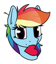Size: 2700x3100 | Tagged: safe, artist:dacaoo, imported from derpibooru, rainbow dash, pegasus, pony, bust, head only, heart, high res, looking at you, mouth hold, portrait, simple background, solo, transparent background