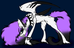 Size: 2513x1637 | Tagged: safe, artist:beamybutt, imported from derpibooru, oc, oc only, hengstwolf, pegasus, pony, werewolf, blue background, collar, colored wings, commission, ear fluff, eyelashes, pegasus oc, simple background, solo, spiked collar, two toned wings, wings, ych result