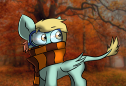 Size: 1100x758 | Tagged: safe, artist:tranzmuteproductions, imported from derpibooru, oc, oc only, pegasus, pony, goggles, looking back, male, outdoors, pegasus oc, solo, stallion, tree, wings