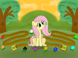 Size: 800x600 | Tagged: safe, artist:thread8, imported from derpibooru, fluttershy, butterfly, flower, hill, luxor 2, tree