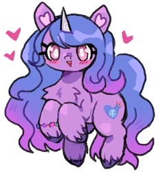 Size: 900x948 | Tagged: safe, artist:10uhh, imported from derpibooru, izzy moonbow, pony, unicorn, spoiler:my little pony: a new generation, blushing, chest fluff, female, g5, heart ears, my little pony: a new generation, simple background, solo, white background