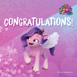 Size: 1259x1259 | Tagged: safe, imported from derpibooru, pipp petals, spoiler:my little pony: a new generation, adorapipp, congratulations, cute, g5, my little pony: a new generation, stock vector, touchnote