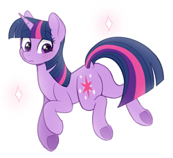 Size: 2180x2000 | Tagged: safe, artist:higgly-chan, imported from derpibooru, twilight sparkle, pony, unicorn, blushing, butt, cute, dock, eyebrows, eyebrows visible through hair, female, frog (hoof), high res, horn, mare, plot, purple eyes, simple background, solo, tail, twibutt, underhoof, unicorn twilight, white background