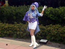 Size: 2572x1929 | Tagged: safe, artist:mieucosplay, imported from derpibooru, trixie, human, bronycon, bronycon 2014, boots, clothes, cosplay, costume, gloves, high heel boots, irl, irl human, photo, shoes