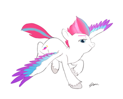 Size: 1000x800 | Tagged: safe, artist:sion, imported from derpibooru, zipp storm, pegasus, pony, spoiler:my little pony: a new generation, female, g5, looking at you, mare, my little pony: a new generation, simple background, solo, spread wings, white background, wings