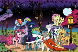 Size: 4500x3000 | Tagged: source needed, safe, artist:firefly, idw, imported from derpibooru, applejack, fluttershy, king sombra, pinkie pie, princess celestia, princess luna, rainbow dash, rarity, star swirl the bearded, twilight sparkle, alicorn, pegasus, pony, unicorn, a better ending for sombra, alternate hairstyle, alternate universe, celestibra, crying, female, good end, good king sombra, horn, male, mane six, mare, mirror universe, reunion, shipping, stallion, straight, tanabata, tears of joy, wings, wishing garden