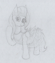 Size: 824x936 | Tagged: safe, artist:wapamario63, imported from ponybooru, fluttershy, pegasus, pony, clothes, cute, dress, female, flapper, jewelry, mare, monochrome, necklace, raised hoof, raised leg, shyabetes, sketch, solo, traditional art, wings