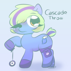 Size: 1500x1500 | Tagged: safe, artist:cushyhoof, imported from derpibooru, oc, oc only, oc:cascade throw, earth pony, pony, clothes, cute, female, gloves, looking at you, mare, pony oc, short tail, solo, tail, yo-yo