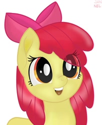 Size: 1000x1229 | Tagged: safe, artist:janelearts, imported from derpibooru, apple bloom, earth pony, pony, female, filly, simple background, solo, white background