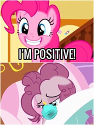 Size: 1500x1999 | Tagged: safe, edit, edited screencap, imported from derpibooru, screencap, pinkie pie, coronavirus, mask, positive, positive ponies, pun, we are going to hell