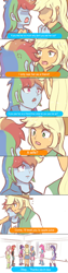 Size: 500x1970 | Tagged: safe, artist:zrainm, imported from derpibooru, applejack, rainbow dash, equestria girls, appledash, comic, female, lesbian, shipping, translation