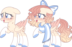 Size: 3980x2645 | Tagged: safe, artist:kurosawakuro, imported from derpibooru, oc, oc only, pegasus, pony, bald, base used, bow, clothes, colored wings, female, hair bow, high res, mare, scarf, simple background, solo, transparent background, two toned wings, wings