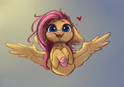 Size: 3685x2604 | Tagged: safe, artist:miokomata, imported from derpibooru, fluttershy, pegasus, pony, bust, chest fluff, colored hooves, cute, daaaaaaaaaaaw, female, floating heart, floppy ears, freckles, freckleshy, front view, full face view, happy, heart, high res, hooves to the chest, looking at you, mare, open mouth, open smile, shyabetes, smiling, solo, spread wings, wings