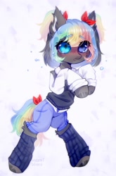 Size: 1088x1646 | Tagged: safe, artist:astralblues, imported from derpibooru, oc, oc only, earth pony, pony, clothes, female, leg warmers, mare, pants, shirt, solo, sweater, vest