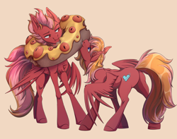 Size: 3300x2597 | Tagged: safe, artist:1an1, imported from derpibooru, oc, oc only, pegasus, pony, donut, duo, food, high res, pegasus oc