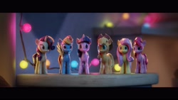 Size: 3840x2160 | Tagged: safe, imported from derpibooru, screencap, applejack, fluttershy, pinkie pie, rainbow dash, rarity, twilight sparkle, alicorn, earth pony, pegasus, pony, unicorn, spoiler:my little pony: a new generation, 3d, figurine, g5, high res, mane six, my little pony: a new generation, twilight sparkle (alicorn)