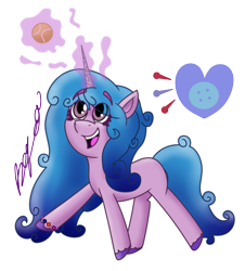 Size: 1715x1895 | Tagged: safe, artist:pixelemelee, imported from derpibooru, izzy moonbow, pony, unicorn, spoiler:my little pony: a new generation, ball, female, g5, izzy's tennis ball, my little pony: a new generation, simple background, solo, tennis ball, transparent background