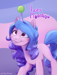 Size: 1870x2480 | Tagged: safe, artist:pwnagespartan, imported from derpibooru, izzy moonbow, pony, unicorn, spoiler:my little pony: a new generation, abstract background, ball, female, g5, izzy's tennis ball, my little pony: a new generation, solo, tennis ball