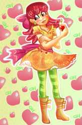 Size: 447x686 | Tagged: safe, artist:jujubacandy, imported from derpibooru, apple bloom, human, clothes, dress, humanized, solo