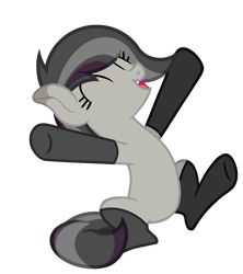 Size: 1600x1800 | Tagged: safe, artist:ponkus, imported from derpibooru, oc, oc:rocky karst, earth pony, kirin, clothes, cute, cute little fangs, eyes closed, fangs, female, half-breed, happy, mare, open mouth, simple background, socks, transparent background