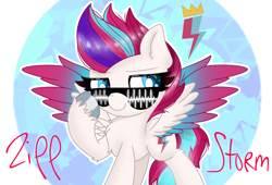 Size: 2000x1360 | Tagged: safe, artist:jadebreeze115, imported from derpibooru, zipp storm, pegasus, pony, spoiler:my little pony: a new generation, blue eyes, colored wings, female, g5, glasses, gradient wings, mare, my little pony: a new generation, solo, unshorn fetlocks, wings