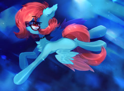 Size: 1280x936 | Tagged: safe, artist:starrcoma, imported from derpibooru, oc, pegasus, pony, colored wings, female, glasses, mare, solo, two toned wings, wings