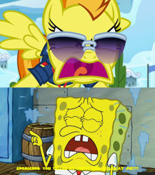 Size: 1920x2160 | Tagged: safe, deleted from derpibooru, edit, edited screencap, imported from twibooru, screencap, spitfire, season 8, the washouts (episode), spoiler:s08, angry, banned from derpibooru, crying, image, png, spongebob squarepants, spongebob squarepants (character)