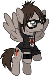 Size: 844x1300 | Tagged: safe, artist:lightningbolt, derpibooru exclusive, imported from derpibooru, pegasus, pony, .svg available, clandestine industries, clothes, flying, frown, glasses, hood, hoodie, jewelry, male, mikey way, my chemical romance, necklace, ponified, rolled up sleeves, simple background, solo, spread wings, stallion, svg, transparent background, vector, wings, wristband