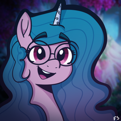 Size: 1080x1080 | Tagged: safe, artist:dark shadow, imported from derpibooru, izzy moonbow, pony, unicorn, spoiler:my little pony: a new generation, bridlewood, g5, glasses, my little pony: a new generation, solo