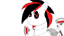 Size: 1152x648 | Tagged: safe, artist:nukepony360, imported from derpibooru, oc, oc only, oc:prototype v, android, pony, robot, robot pony, glowing, glowing eyes, ms paint, solo, wingding eyes