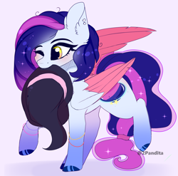 Size: 4470x4410 | Tagged: safe, artist:2pandita, imported from derpibooru, oc, oc only, oc:sweety, pegasus, pony, absurd resolution, colored wings, female, hat, mare, mouth hold, solo, two toned wings, wings, witch hat