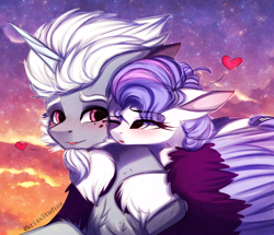 Size: 3950x3400 | Tagged: safe, artist:krissstudios, imported from derpibooru, queen haven, pegasus, pony, unicorn, spoiler:my little pony: a new generation, alphabittle blossomforth, alphahaven, blushing, colored wings, eye clipping through hair, eyebrows, eyebrows visible through hair, female, g5, heart, high res, hilarious in hindsight, male, mare, my little pony: a new generation, one eye closed, shipping, stallion, straight, two toned wings, wings