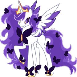 Size: 1030x1020 | Tagged: safe, artist:kurosawakuro, imported from derpibooru, oc, oc only, alicorn, pony, alicorn oc, base used, crown, evil grin, female, grin, horn, jewelry, mare, nightmarified, regalia, simple background, smiling, solo, transparent background, wings