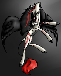 Size: 1345x1673 | Tagged: safe, artist:beamybutt, imported from derpibooru, oc, oc only, pegasus, pony, ear fluff, ear piercing, eyelashes, female, gradient background, gritted teeth, hoof polish, mare, piercing, solo, wings