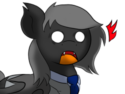 Size: 1024x768 | Tagged: safe, artist:tranzmuteproductions, imported from derpibooru, oc, oc only, oc:tranzmute, bat pony, pony, :o, bat pony oc, bat wings, bust, clothes, necktie, open mouth, shocked, simple background, solo, suit, transparent background, white eyes, wings