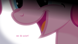 Size: 1280x720 | Tagged: safe, artist:jan, edit, editor:horsesplease, imported from derpibooru, pinkie pie, bad end, bronybait, equestria is doomed, oh no, portal to equestria, smiling, what have you done?!