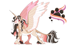 Size: 3500x2200 | Tagged: safe, artist:uunicornicc, imported from derpibooru, oc, oc only, alicorn, pony, colored wings, female, high res, lesbian pride flag, mare, multicolored wings, pride, pride flag, simple background, solo, white background, wings