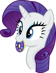 Size: 2340x3024 | Tagged: safe, artist:anime-equestria, imported from derpibooru, rarity, pony, unicorn, blue eyes, blue eyeshadow, bust, cute, donut, eyelashes, eyeshadow, female, food, gem, high res, horn, makeup, mare, mouth hold, raribetes, simple background, solo, transparent background, vector