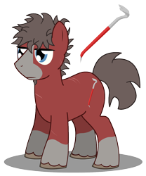 Size: 1000x1200 | Tagged: safe, artist:warren peace, imported from derpibooru, oc, oc only, oc:crowbar, earth pony, pony, fallout equestria, ashes town, coat markings, cutie mark, male, scar, scarred, shadow, simple background, socks (coat markings), solo, stallion, transparent background