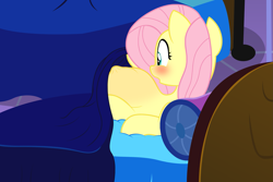 Size: 2785x1859 | Tagged: safe, artist:badumsquish, derpibooru exclusive, imported from derpibooru, fluttershy, pegasus, pony, do princesses dream of magic sheep, :o, bed, belly, big belly, blanket, blushing, confused, female, implied tantabus, kicking, looking at belly, looking at something, lying down, mare, on back, on bed, open mouth, pillow, pink mane, preggoshy, pregnant, rapid pregnancy, solo, surprised, this ended in pregnancy, wide eyes