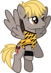 Size: 861x1246 | Tagged: safe, artist:lightningbolt, derpibooru exclusive, imported from derpibooru, pegasus, pony, .svg available, clothes, danger days: the true lives of the fabulous killjoys, dyed mane, dyed tail, flying, frown, male, mikey way, my chemical romance, ponified, shirt, simple background, solo, spread wings, stallion, svg, t-shirt, tail, transparent background, vector, wings, wristband