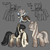 Size: 1500x1500 | Tagged: safe, artist:marbo, imported from ponybooru, oc, oc only, oc:cold shoulder, oc:ice elation, pony, /mlp/, bangs, chest fluff, clothes, club, coat, coat markings, crystal pinecone, female, fluffy, gray background, hoof fluff, ice spear, looking at each other, pale belly, pinecone, reference sheet, siblings, simple background, sisters, snowpony (species), socks (coat marking), spear, taiga pony, weapon, yakutian horse