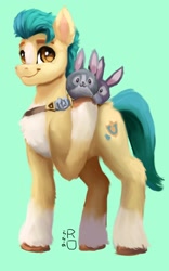 Size: 1280x2048 | Tagged: safe, artist:raphaeldavid, imported from derpibooru, hitch trailblazer, earth pony, pony, rabbit, animal, critter magnet, g5, male, stallion