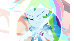 Size: 1280x718 | Tagged: safe, imported from derpibooru, screencap, rainbow dash, equestria girls, movie magic, spoiler:eqg specials, clothes, cutie mark, cutie mark on clothes, eyes closed, female, geode of super speed, jewelry, magical geodes, necklace, solo