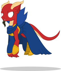 Size: 1280x1481 | Tagged: safe, artist:mlp-trailgrazer, imported from derpibooru, oc, oc only, oc:the watchful pony, dracony, dragon, hybrid, longma, pony, clothes, cosplay, costume, simple background, solo, transparent background, uatu the watcher