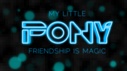 Size: 1920x1080 | Tagged: safe, artist:ikonradx, imported from derpibooru, my little pony logo, neon, no pony, title drop, tron legacy