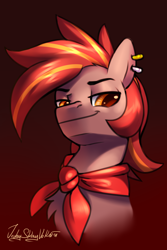 Size: 2000x3000 | Tagged: safe, artist:jedayskayvoker, imported from derpibooru, oc, oc only, oc:hot pants, pony, bandana, bust, colored, colored sketch, ear piercing, earring, full color, high res, icon, jewelry, male, piercing, portrait, sketch, solo, stallion