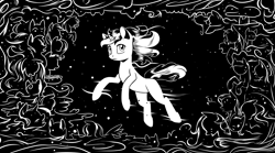 Size: 4256x2364 | Tagged: safe, artist:lexx2dot0, imported from derpibooru, oc, oc only, oc:blackjack, pony, unicorn, fallout equestria, fallout equestria: project horizons, series:ph together we reread, black and white, clothes, fanfic art, grayscale, high res, horn, monochrome, not twilight sparkle, small horn