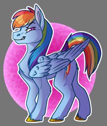 Size: 1280x1499 | Tagged: safe, artist:grumpygriffcreation, imported from derpibooru, rainbow dash, pegasus, pony, backwards cutie mark, heart eyes, smiling, smirk, solo, wingding eyes