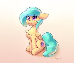 Size: 3508x3000 | Tagged: safe, artist:dandy, imported from derpibooru, oc, oc only, oc:mango foalix, pegasus, pony, blushing, chest fluff, floppy ears, gradient background, high res, puffy cheeks, scrunchy face, sitting, solo